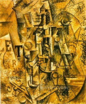 The rum bottle 1911 cubism Pablo Picasso Oil Paintings